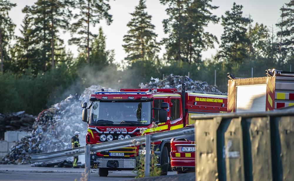 Larm om brand på återvinningsanläggning i Avesta