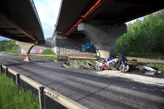 Motorcykel brann under E45