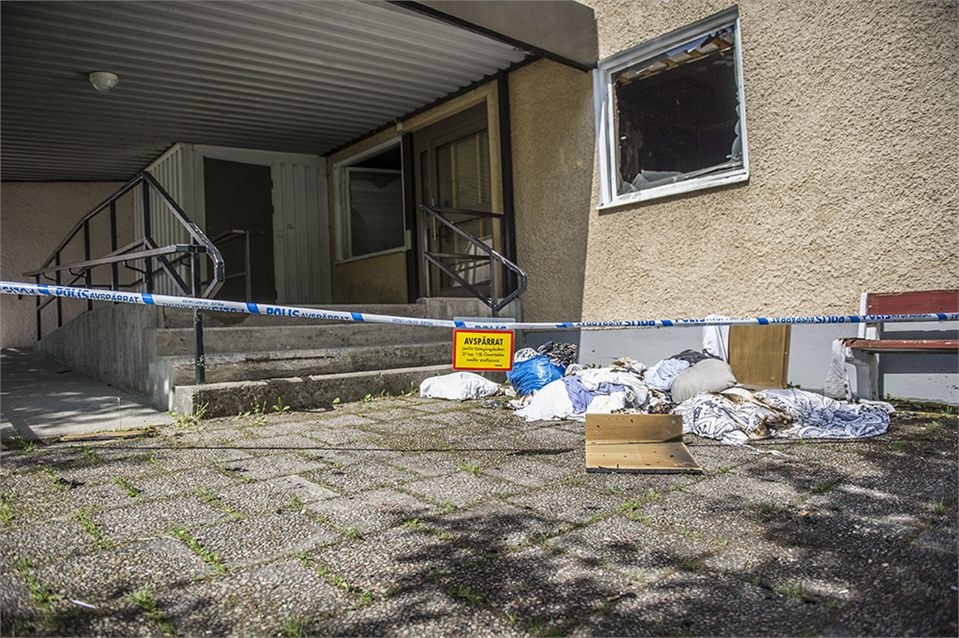 Avspärrning efter mordbrand i Krylbo
